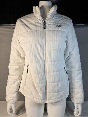 New Balance Women's White Quilted Corduroy Puffer Jacket Size Medium